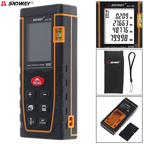 SNDWAY SW-T80 80M 262FT Laser Distance Meter Digital Diastmeter Laser Range Finder Meter Area Volume Measure Tool with LCD 4 Line Display - Thumbnail 4