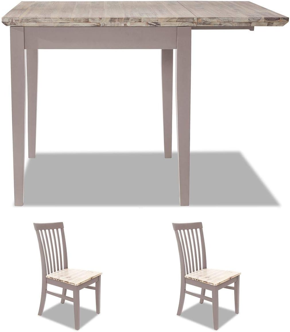 Florence extending solid wood table and 2 chairs set. 3pc Solid wood kitchen dining table set. Kitchen Breakfast Furniture