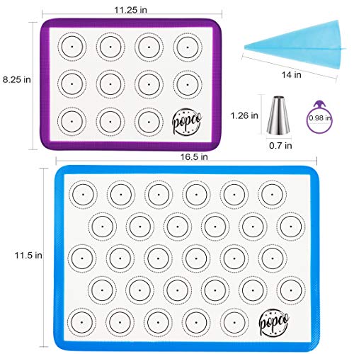 POPCO Macaron Baking Kit (19pcs Set) 2 Half Size and 2 Quarter Size