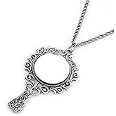 WLLAY Vintage Ancient Mirror Pendant Necklace Long Chain For Women Jewelry Gift