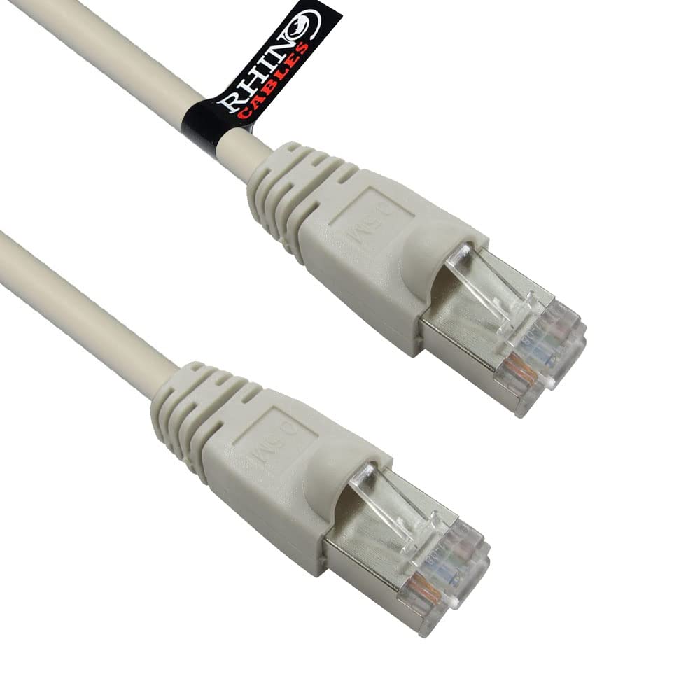 rhinocables CAT6 High-Performance LAN Cable – Long Full Copper RJ45 Wired Internet Lead for Gaming, Streaming & Work | PoE-Supported Ethernet Patch Wire for Home & Business (Grey, 20m)