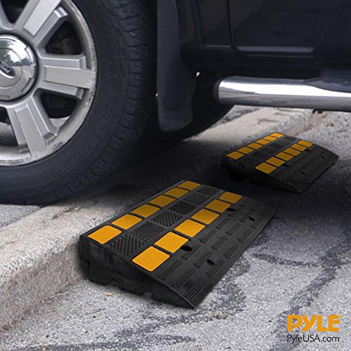 PYLE Car Vehicle Curbside Driveway Ramp2PC Heavy Duty Rubber Threshold
