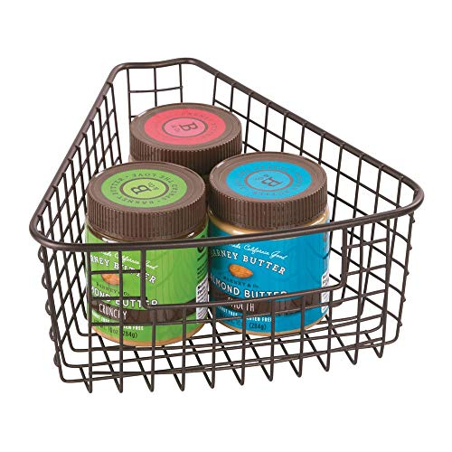 mDesign Wire Basket for Corner Lazy Susan with Front Handle