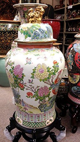 Golden Foo Dog Porcelain Jar 36"