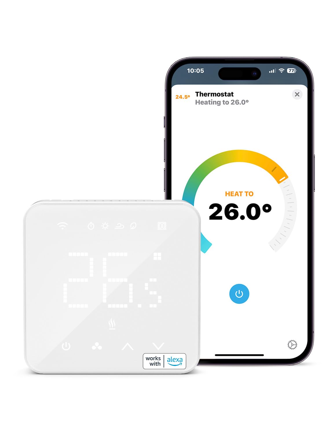 Refoss Smart Thermostat for Combi Boiler/Water Underfloor Heating, WiFi Thermostat Works with Apple HomeKit Siri, Alexa, Google Home, Support Programmer No Hub Required