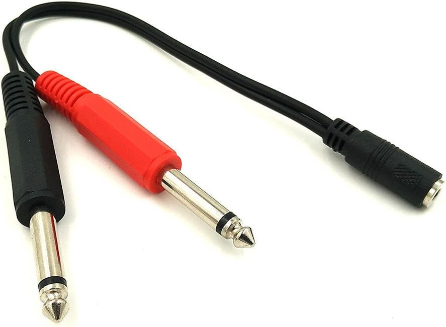 Nightwolf ® 20cm 8inch 3.5mm 1/8 inch TRS Stereo Female to 2 Dual 1/4 Inch 6.35mm Mono TS Male Y Splitter Cable - Image 3