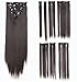SWACC Women 22 Inches Straight Full Head 7 Separate Pieces Heat Resistance Synthetic Hair Clip in Hair Extensions (Dark Brown-4#)