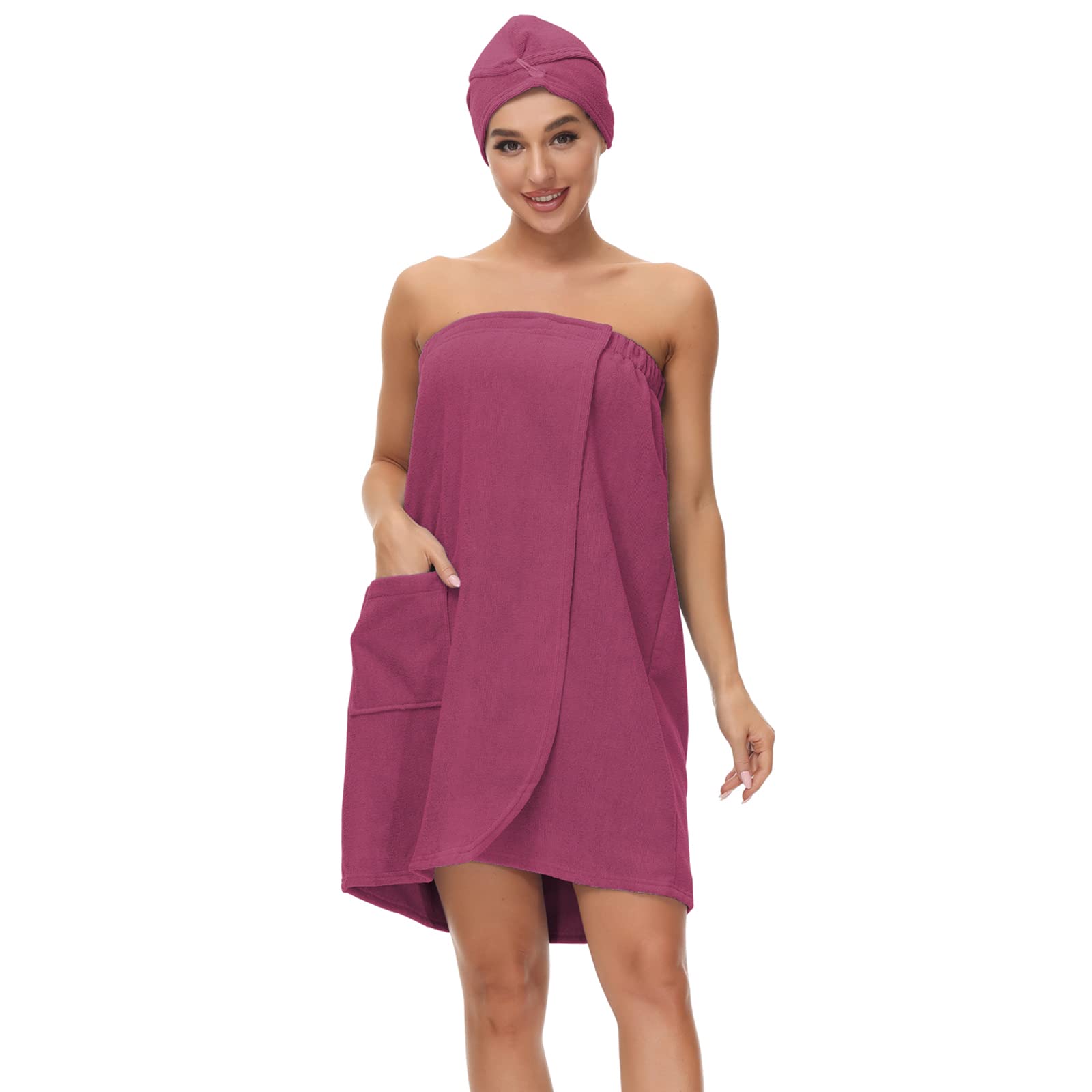 Women Towel Bath Robe Soft Terry Towelling Dressing Gown Absorbent Wrap Towel Spa Wraps Hair Towel Body Wrap Purple 3XL
