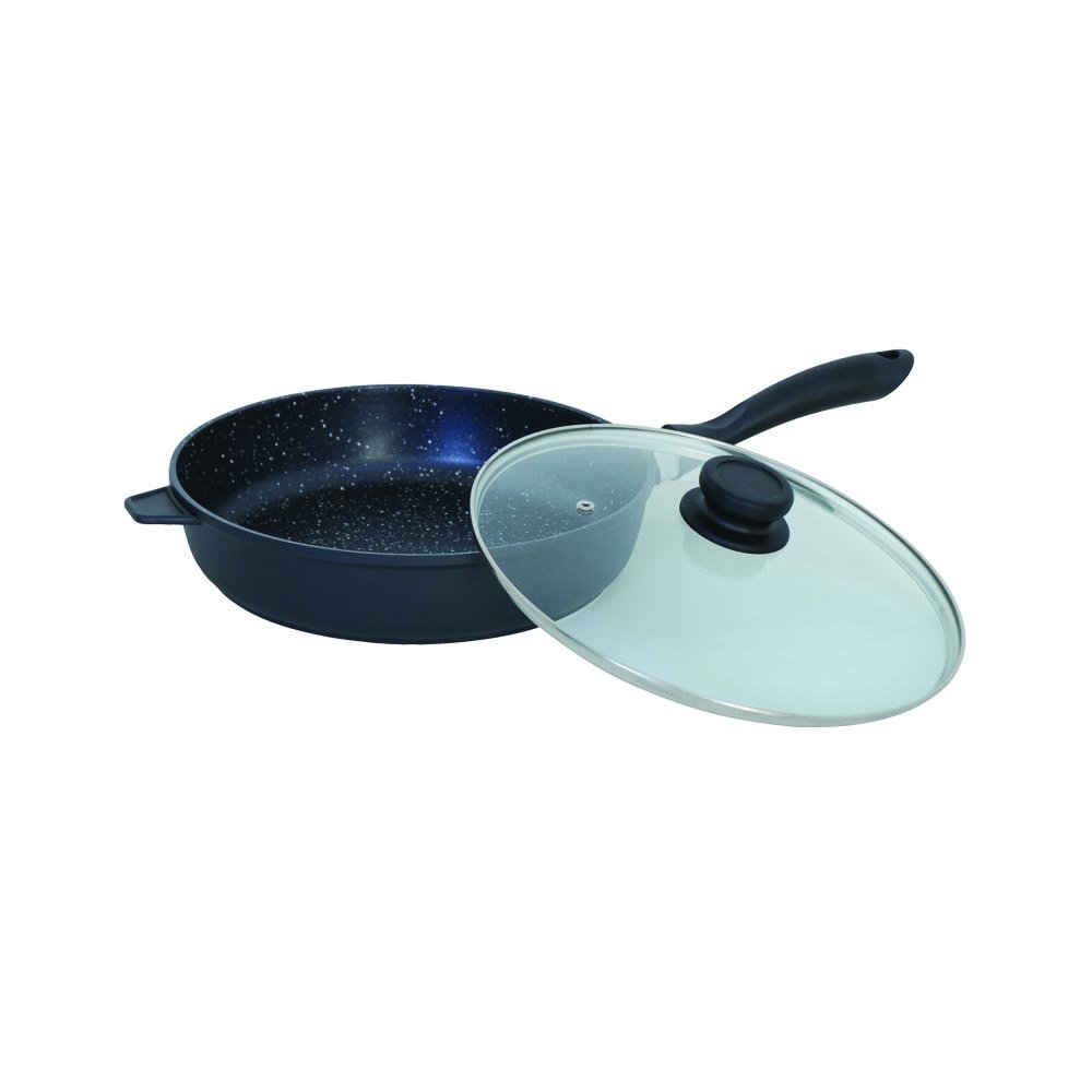 MSV Cast Aluminum Casserole with Lid in Stone Optic, Black, 24 cm