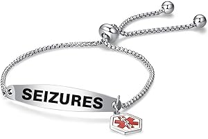 NARTGO Red Medical Alert ID Bracelet for Women Men Emergency First Aid Engraved Adjustable Stainless Steel Chain Bracelets