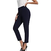 Women's High Waisted Dress Pants Straight Leg Business Trousers with Pockets Stretch Fabric for Office Work Casual