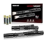 RISEMART LED Flashlight, Pocket-Sized Pen Flashlight with Keychains 120 lumens RmFL02[2 PACK] AAA Batteries Included, IP65 Waterproof, Portable Small Pen Light Mini Tactical Torch