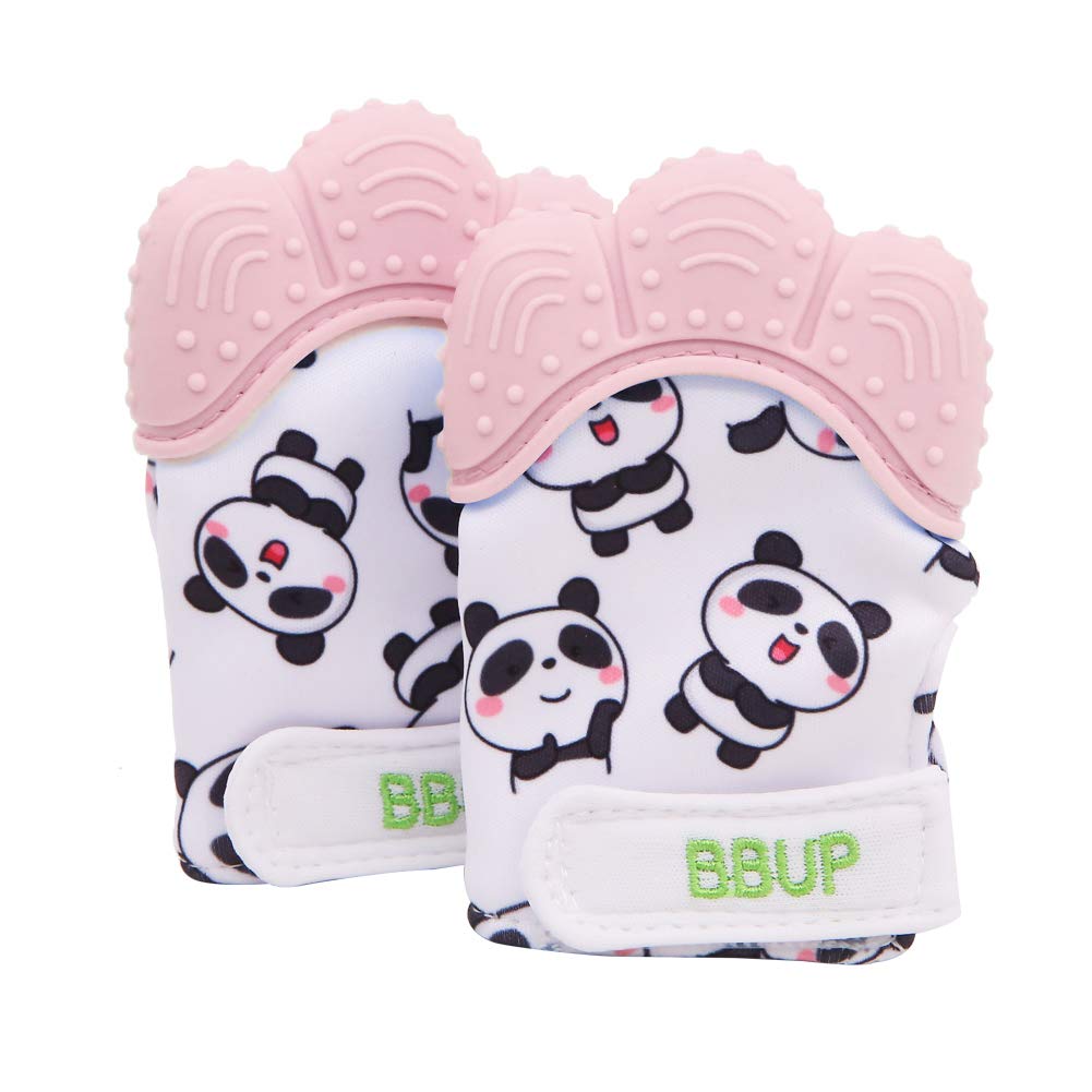 2 Pack Food Grade Silicone Teether Glove, Teething Mitten for Babies, Baby Teether, Ideal Baby Shower Xmas Gift(Pink)