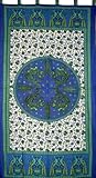 Peacocks Tab Top Curtain Drape Panel Cotton 44" x 88" Blue