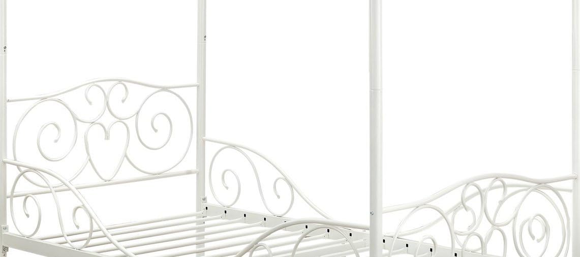 Bed Frames Headboards Footboards Dhp Canopy Bed With Sturdy Bed Frame White Metal Twin Size Home Kitchen