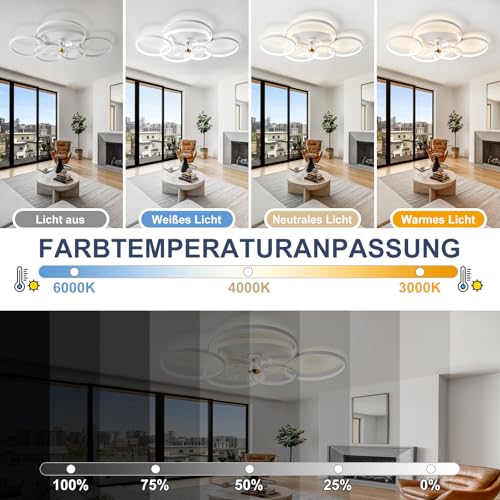 XSXUDODP Modern Ceiling Fan with Lights, LED Ceiling Light Dimmable Fan, 86 cm Lamp with Ceiling Fan for Living Room, Bedroom