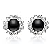 Black Erxtra Large Faux Pearl Clip on Earrings Antique Cute Flower Earrings for Women