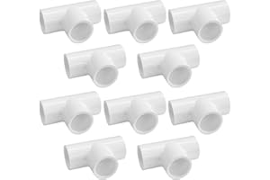 LESSO AMERICA LESSO 10 Pack PVC Pipe Fittings, 1/2 inch PVC Tee Fittings 3-Way for DIY Building Furniture Greenhouse Shed Pipe Fittings Tent Connection, SCH40 White