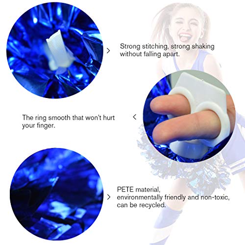ANALAN 21 Colors Pack of 2 Foil Plastic Metallic Cheerleading Pom Poms for Cheer Sport Kids Adults (Blue)