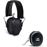 Walker's Razor Slim Electronic Quad Muff (Black) with Hearing Protection Case