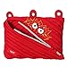 ZIPIT Monstar 3-Ring Binder Pencil Pouch, Large Capacity Pen Case for Kids, Made of One Long Zipper (Red)