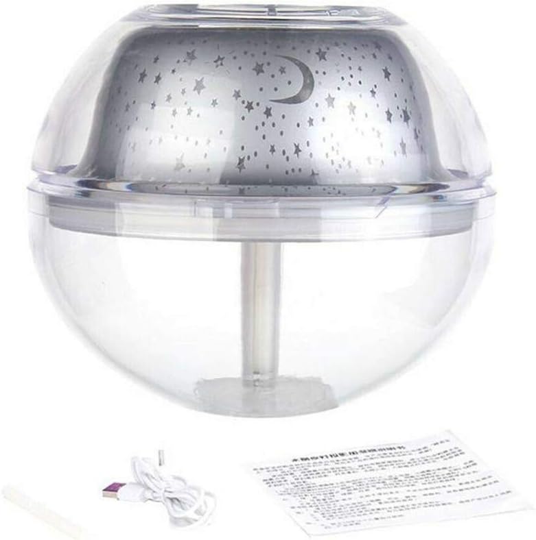 NEEVAS Air Humidifier USB Colorful LED Crystal Projection Lamp 500ml Essential Oil Diffuser for Home Decoration Bedroom Office