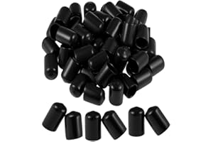 QLXHBOT Round Rubber End Caps 100 Pcs 3/8" (10mm) ID Vinyl Flexible Screw Thread Protectors Black Bolt End Caps for Metal Tubing Rod Bolt