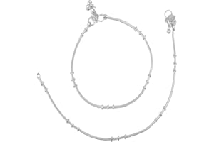 Efulgenz Indian Silver Tone Bell Charms Tassel Chain Anklet Set Bracelet Payal Foot Jewelry