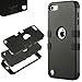 ULAK iPod Touch 7 Case, 3 in 1 Hard PC Case with Shockproof Silicone Interior Heavy Duty High Impact Dual Layer Protective Case for Apple iPod Touch 7th/6th/5th Generation (Black)