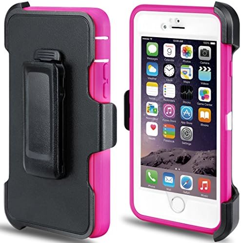 iPhone 5S Case, [HEAVY DUTY SERIES ] 4 Layer Hard Shell Cover , PC + Silicone , Tough Armor Protector Hybrid Shock Proof Case with Combo Kickstand for Apple iPhone 5/5S/SE Pink and White