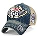 ililily Route 66 Wing Logo Patch Denim Mesh Back Snapback Hat Baseball Cap (ballcap-1081-1)
