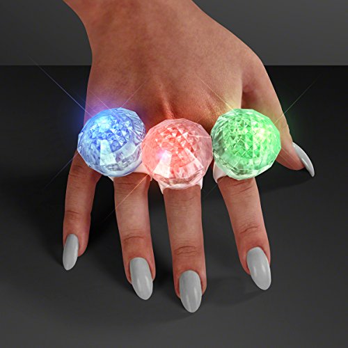 LED Rainbow Flash Rave Ring with Light Trails (Set of 25)