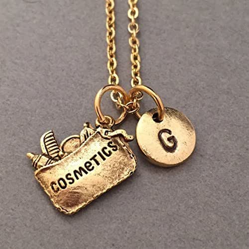 Cosmetics bag necklace, cosmetics bag charm, makeup