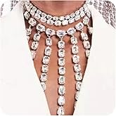 YERTTER Sparkle Gold Full Fringe Crystal Tassel Chain Exaggrated Collar Luxury Tassel Rhinestone Statement Clavicle Choker Necklace for Wedding Party Music Bar Women （Gold 5）