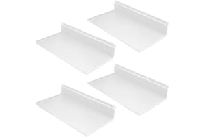 Alffun 4 Pack Slatwall Shelves, 17 x 8 Inch Heavy Duty Metal Display Shelves for Storage & Organization, White Slat Wall Shelf Accessories for Garage, Retail, Home & Commercial Use, White