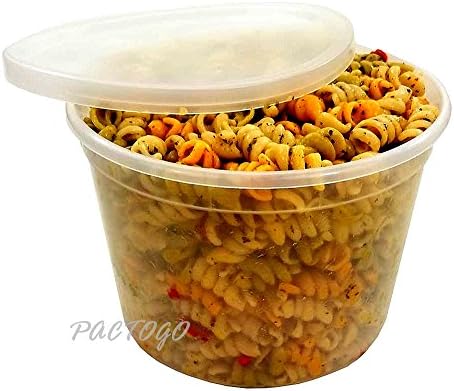Foam Pak US 64 oz. (1/2 Gallon) Plastic Freezer Food Storage Deli Soup Container Tubs w/Lids - 100% BPA Free (Pack of 20)