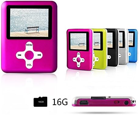 ACEE DEAL MP3/MP4 Player, Including a 16GB Micro SD card, with MINI USB Port Slim Classic Digital MP3 Player/MP4 Player, Music Player, E-book, Photo viewing/Video Playing and Voice Recorder -(Pink)