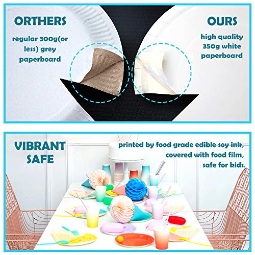 Partybus Party Supplies Set - Serves 16, 118 Ct, Sky Blue Ice Cream Theme Party Disposable Tableware Kit for Boys Girls Kids Birthday Decorations, Includes Dinner Plates, Dessert Plates, Napkins, Cups, Table Cloth, Silverware - Thumbnail 4