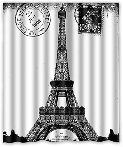 French Paris Eiffel Tower City of Love Black White Shower Curtain