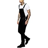 MRNYQBM Denim Overalls for Men Distressed Straight Leg Jean Bib Overall Cozy Rugged Loose Adjustable Black Jean Jumpsuits