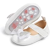 Sawimlgy Baby Girls Mary Jane Sequins Crown Flats PU Leather Wedding Party Princess Ballet Shoe Infant Rubber Sole Prewalker Toddler First Crib Shoes