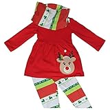 Unique Baby Girls 3 Piece Christmas Red Rudolph Legging Set Red