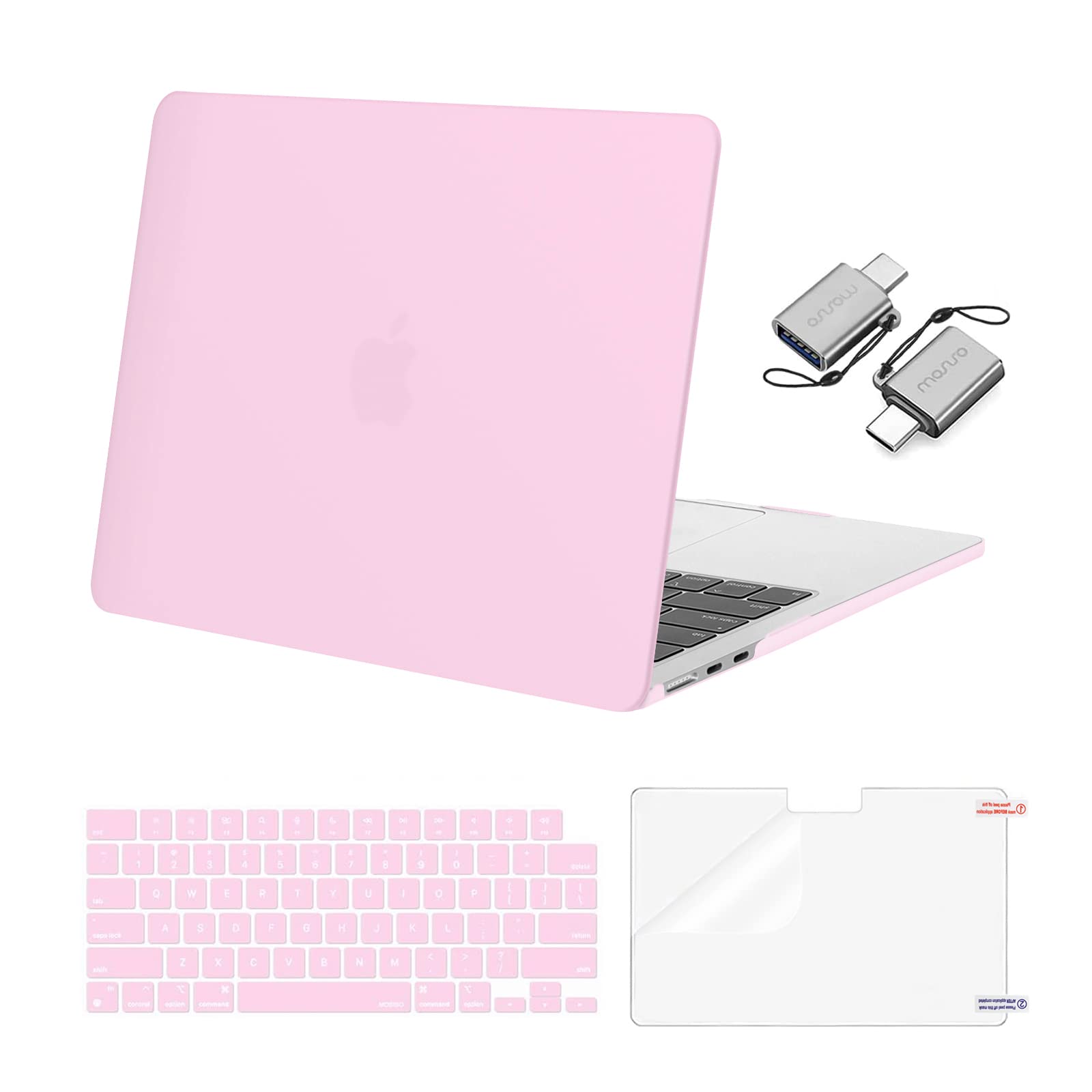 Photo 1 of MOSISO Compatible with MacBook Air 13 inch Case 2025 2024 2023 2022 M4 A3240 M3 A3113 M2 A2681, Plastic Hard Shell&Keyboard Cover&Screen Film&Type C for MacBook Air 13.6 inch Case, Dusty Pink