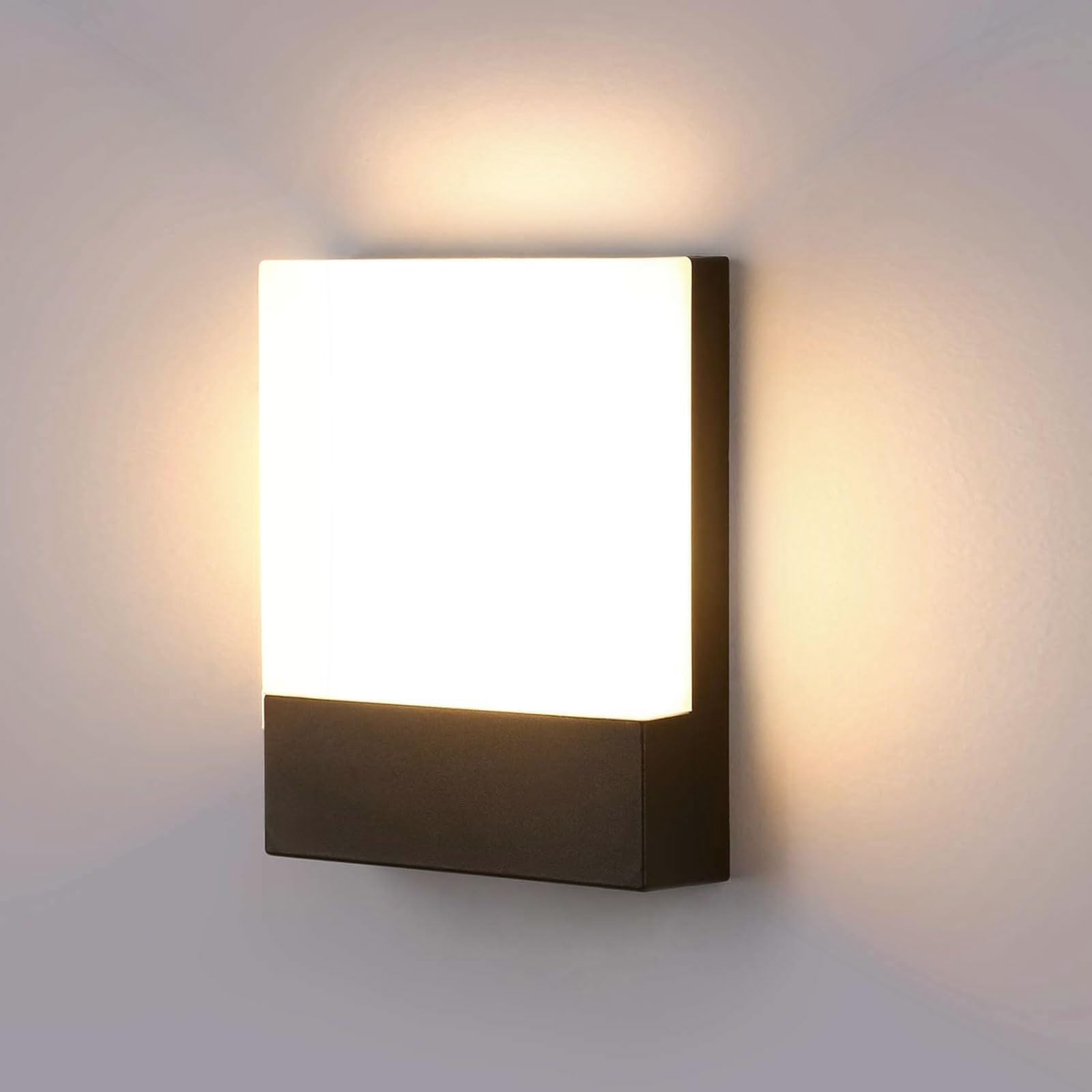 Lightsjoy 18W Outdoor Wall Light IP65 Waterproof Outside Light Black Exterior Sconce for Garden Patio Balcony Courtyard Gate Bulkhead Wall Light Outdoor Metal Lamp - Warm White