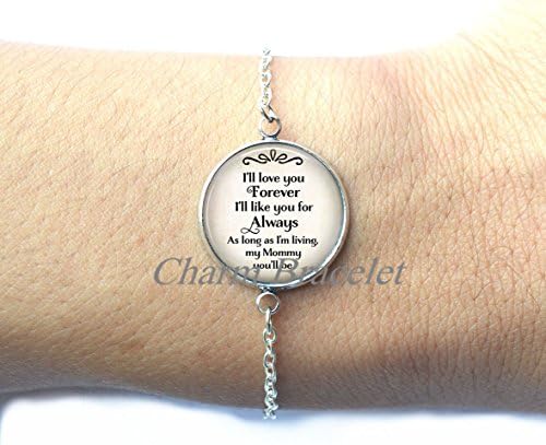 Charm Bracelet, Dainty Bracelet, Delicate Bracelet,I'll love you Forever I'll like you for Always Mother's Day Bracelet, Mother's Day jewelry gift for Mom Mother's Day gift Mommy Bracelet-ZE101
