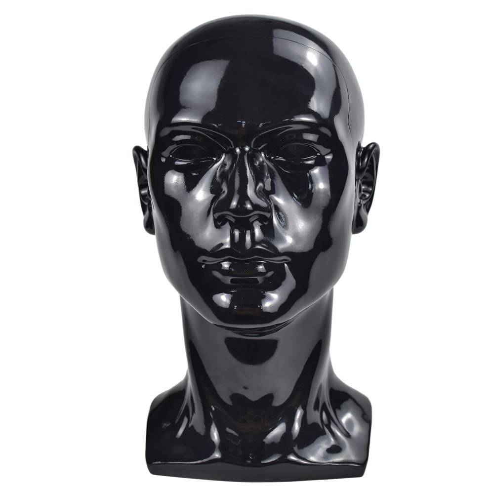 black male mannequin head with hair