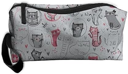 Portable Durable Waterproof Travel Bag Cute Whiskers Tails Crazy Cats Home Makeup Toiletry Cosmetic Pencil Medicine Bag