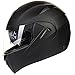 ILM 10 Colors Motorcycle Dual Visor Flip up Modular Full Face Helmet DOT (XL, Matte Black)
