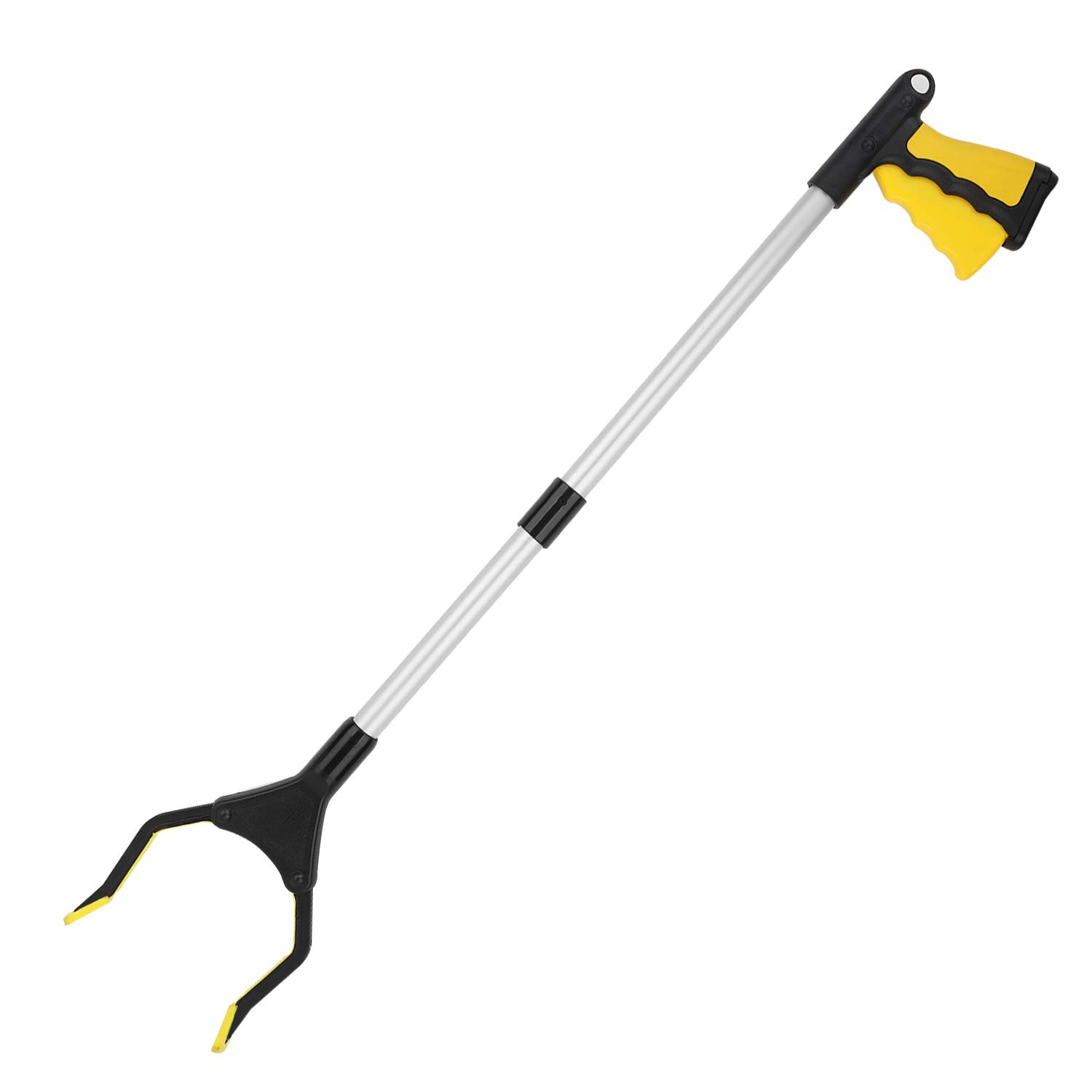 Housolution Reacher Grabber Tool, 32" Foldable Pickup Tool, Lightweight Aluminum Reaching Aid with Rotating Rubber Gripper, Long Arm Extender for Elderly, Litter Trash Picker, Garden Nabber, Yellow