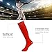 Red Long Tube Soccer Socks,Three street Unisex Youth Sport Cushion Over-Knee Length Comfort Compression Football Volleyball School Game Socks for Halloween Costumes Red 2-Pairs